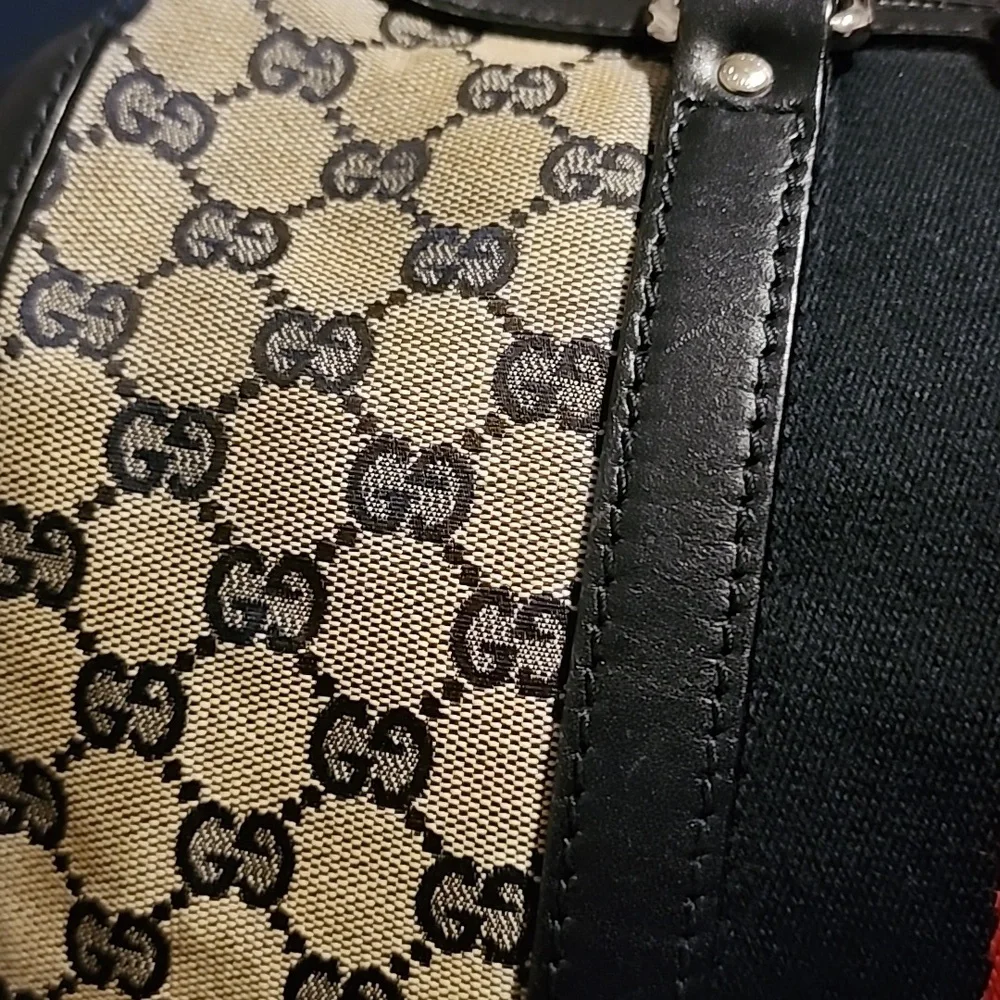 Gucci Blue and Red Stripe Monogram Bag - Picture 7 of 16